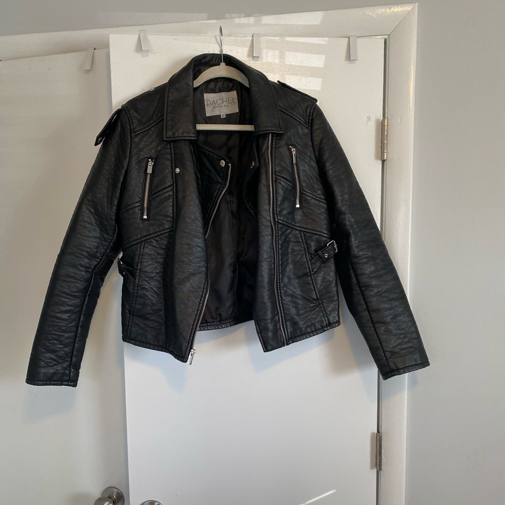 Rachel Roy faux leather black moto jacket. Ladies size M.